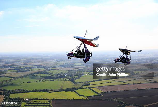 Welsh Rugby legend, Shane Williams and stuntman Gary Connery take to the sky at 6,000ft in microlights whilst creating 'NatWest presents The Flying...