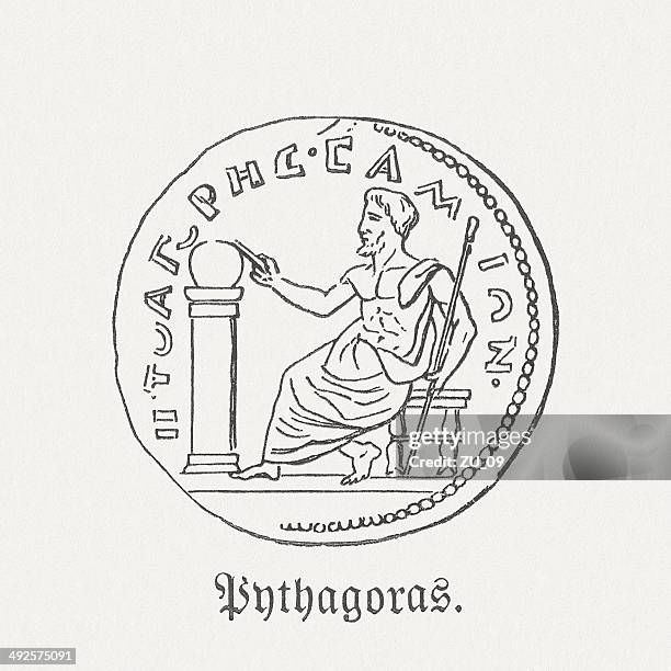pythagoras (c.570 bc-after 510 bc), greek philosopher and mathematician - samos stock illustrations