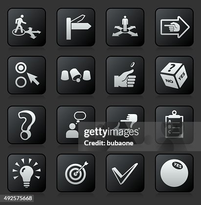 Decision Making icon set on Black Background Decision Making icon set on Black Background