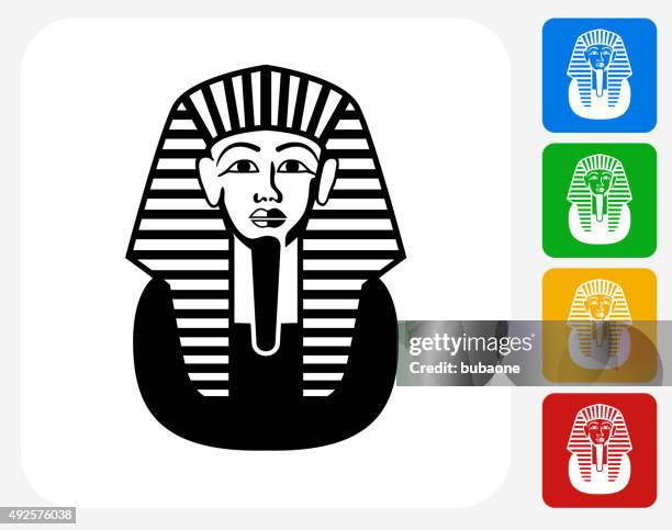 egyptian coffin icon flat graphic design - tutankhamun stock illustrations