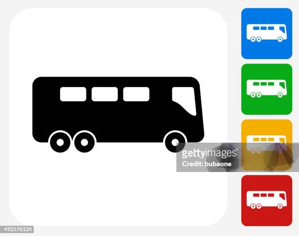 bus icon flat graphic design - tours france 幅插畫檔、美工圖案、卡通及圖標