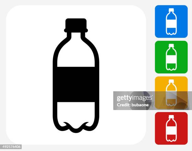 bildbanksillustrationer, clip art samt tecknat material och ikoner med water bottle icon flat graphic design - pet-flaska
