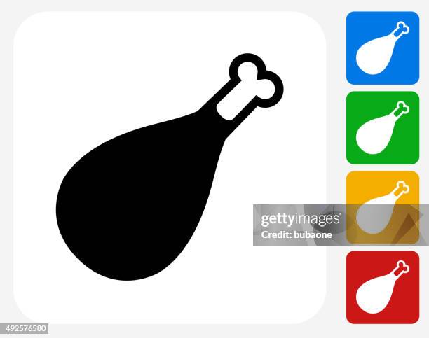 chicken leg icon flat graphic design - turkey meat white background stock illustrations
