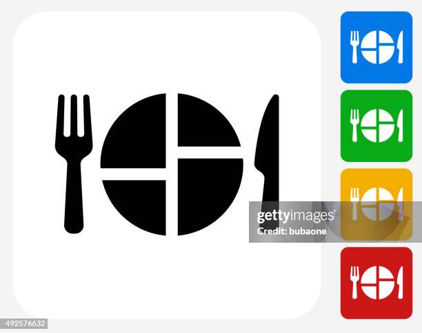 ilustraciones, imágenes clip art, dibujos animados e iconos de stock de comida se sirve de iconos planos de diseño gráfico - nutricionista