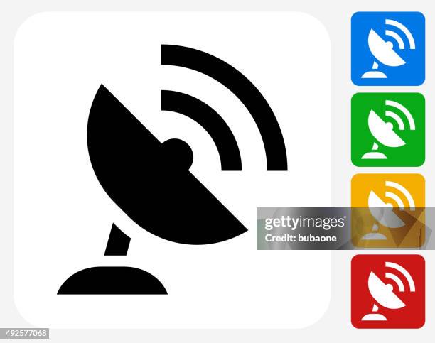 satellite icon flat graphic design - electrical wire white background stock illustrations