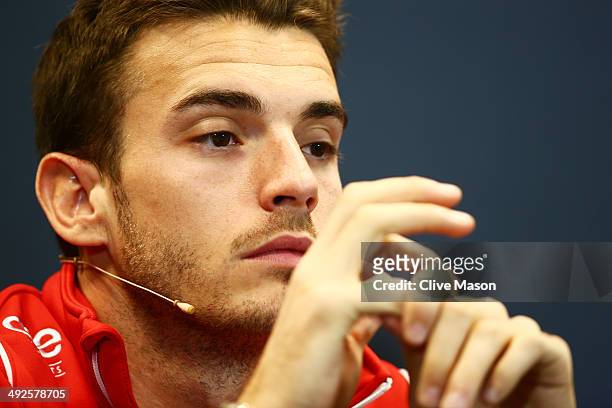Jules Bianchi of France and Marussia speaks at a press conference ahead of the Monaco Formula One Grand Prix at Circuit de Monaco on May 21, 2014 in...
