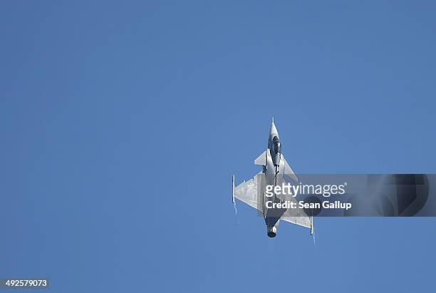 Saab JAS-39 Gripen jet fighter of the Czech air force flies at the ILA 2014 Berlin Air Show on May 21, 2014 in Schoenefeld, Germany. The ILA 2014 is...