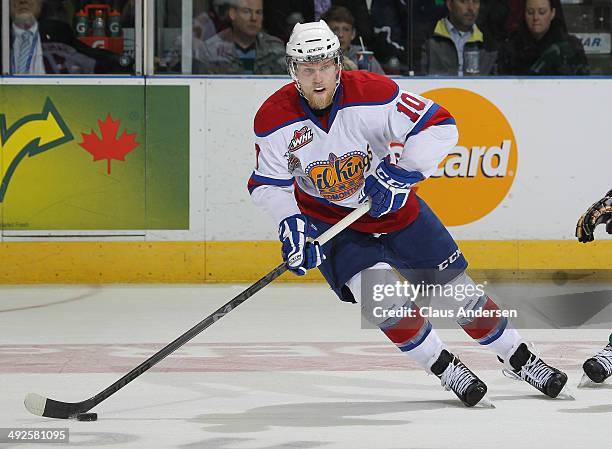 Henrik Samuelsson of the Edmonton Oil Kings skates against the Val'Dor Foreurs during Game Five of the 2014 MasterCard Memorial Cup at Budweiser...