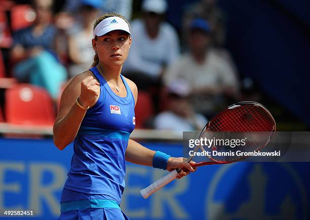 Angelique Kerber of Germany celebrates a point during her match against Anna-Lena Friedsam of Germany during Day 5 of the Nuernberger...