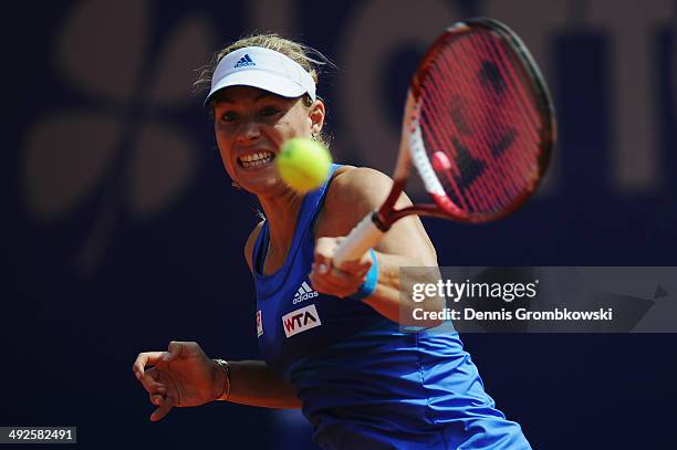 Angelique Kerber of Germany plays a forehand during her match against Anna-Lena Friedsam of Germany during Day 5 of the Nuernberger Versicherungscup...