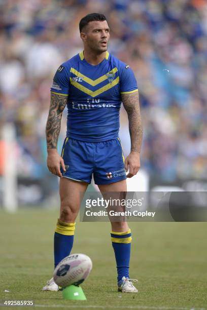 Chris Bridge of Warrington Wolves in action during the Super League match between Warrington Wolves and St Helens at Etihad Stadium on May 18, 2014...