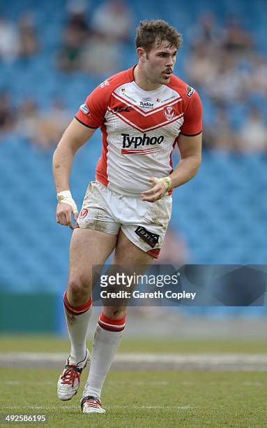Alex Walmsley of St Helens during the Super League match between Warrington Wolves and St Helens at Etihad Stadium on May 18, 2014 in Manchester,...