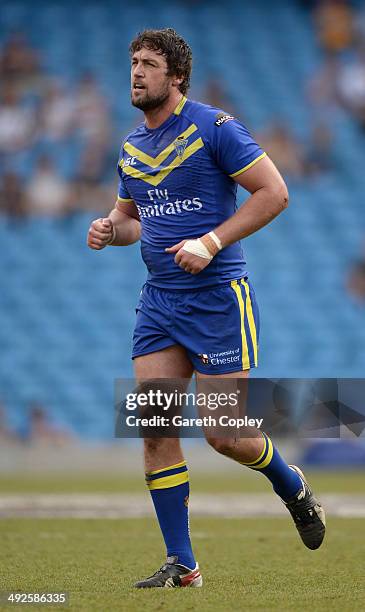 Trent Waterhouse of Warrington Wolves during the Super League match between Warrington Wolves and St Helens at Etihad Stadium on May 18, 2014 in...