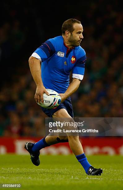 Frederic Michalak of France in action during the 2015 Rugby World Cup Pool D match between France and Ireland at Millennium Stadium on October 11,...