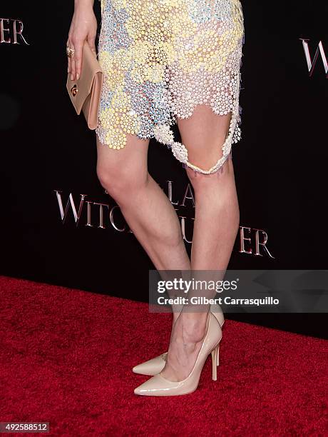 Actress Lotte Verbeek, shoe detail, attends 'The Last Witch Hunter' New York Premiere at AMC Loews Lincoln Square on October 13, 2015 in New York...