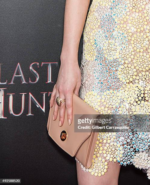 Actress Lotte Verbeek, handbag detail, attends 'The Last Witch Hunter' New York Premiere at AMC Loews Lincoln Square on October 13, 2015 in New York...