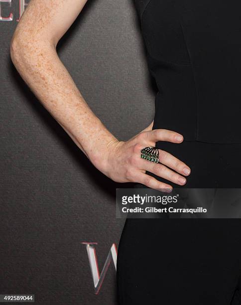 Actress Rose Leslie, jewelry detail, attends "The Last Witch Hunter" New York Premiere at AMC Loews Lincoln Square on October 13, 2015 in New York...