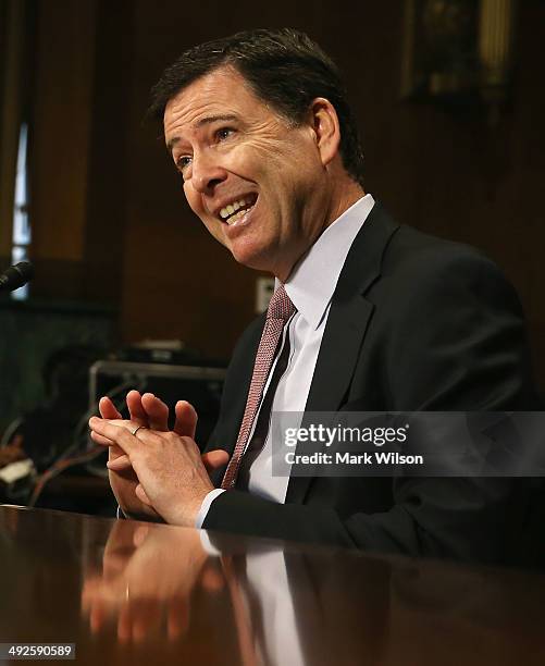 Director James Comey testifies during a Senate Judiciary Committee hearing on Capitol Hill, May 21, 2014 in Washington, DC. The committee is hearing...