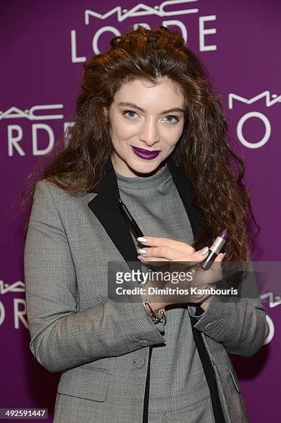 Musician Lorde poses for a photo as MAC Cosmetics launch their collboration with Lorde at the MAC Pro Showroom on May 20, 2014 in New York City.