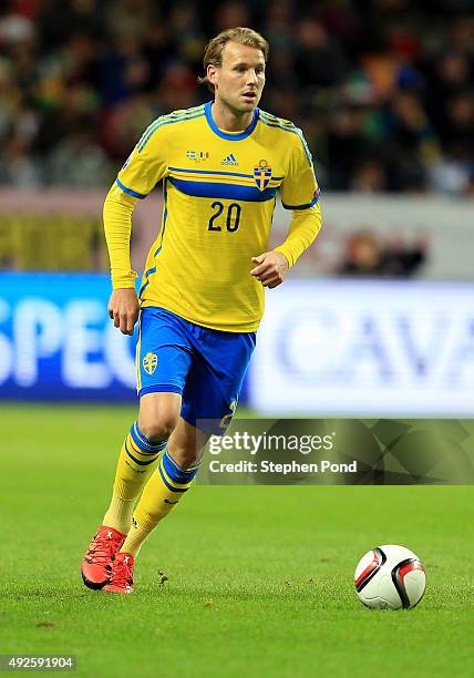 Ola Toivonen of Sweden during the UEFA EURO 2016 Qualifying match between Sweden and Moldova at the National Stadium Friends Arena on October 12,...