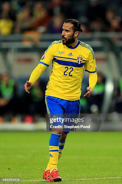 Erkan Zengin of Sweden during the UEFA EURO 2016 Qualifying match between Sweden and Moldova at the National Stadium Friends Arena on October 12,...