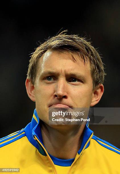 Kim Kallstrom of Sweden during the UEFA EURO 2016 Qualifying match between Sweden and Moldova at the National Stadium Friends Arena on October 12,...