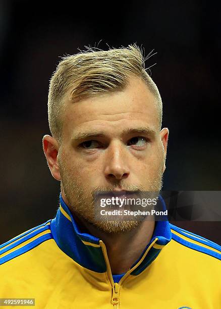 John Guidetti of Sweden during the UEFA EURO 2016 Qualifying match between Sweden and Moldova at the National Stadium Friends Arena on October 12,...