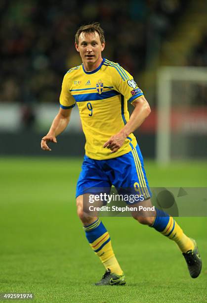 Kim Kallstrom of Sweden during the UEFA EURO 2016 Qualifying match between Sweden and Moldova at the National Stadium Friends Arena on October 12,...