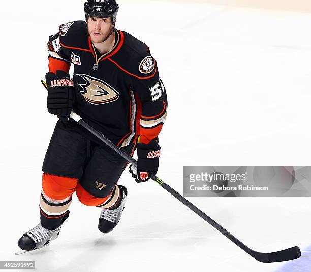 Bryan Allen of the Anaheim Ducks skates against the Los Angeles Kings in Game Five of the Second Round of the 2014 Stanley Cup Playoffs at Honda...
