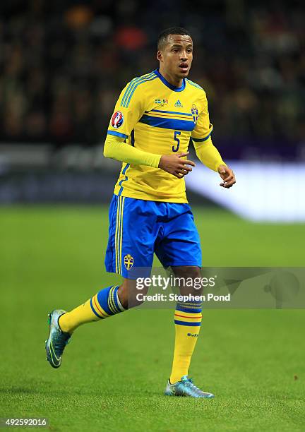 Martin Olsson of Sweden during the UEFA EURO 2016 Qualifying match between Sweden and Moldova at the National Stadium Friends Arena on October 12,...