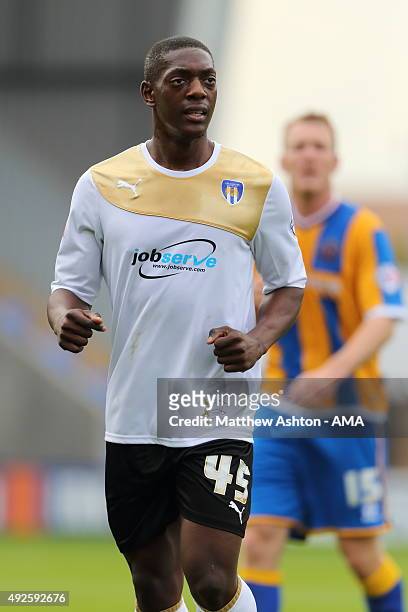 Marvin Sordell of Colchester United during the Sky Bet League One match between Shrewsbury Town and Colchester United at New Meadow on October 10,...
