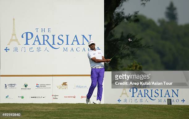 Anirban Lahiri of India pictured during the Pro AM tournament ahead of the Venetian Macao Open at Macau Golf and Country Club on October 14, 2015 in...