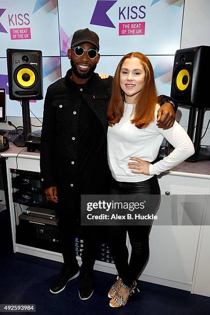 Tinie Tempah and Katy B Visit Alex at Kiss Fresh on October 14, 2015 in London, England.