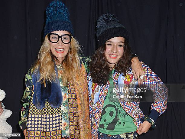 Sacha Haillote and daughter Lily Haillote attend the Paul and Joe show:Back Stage as part of the Paris Fashion Week Womenswear Spring/Summer 2016 on...