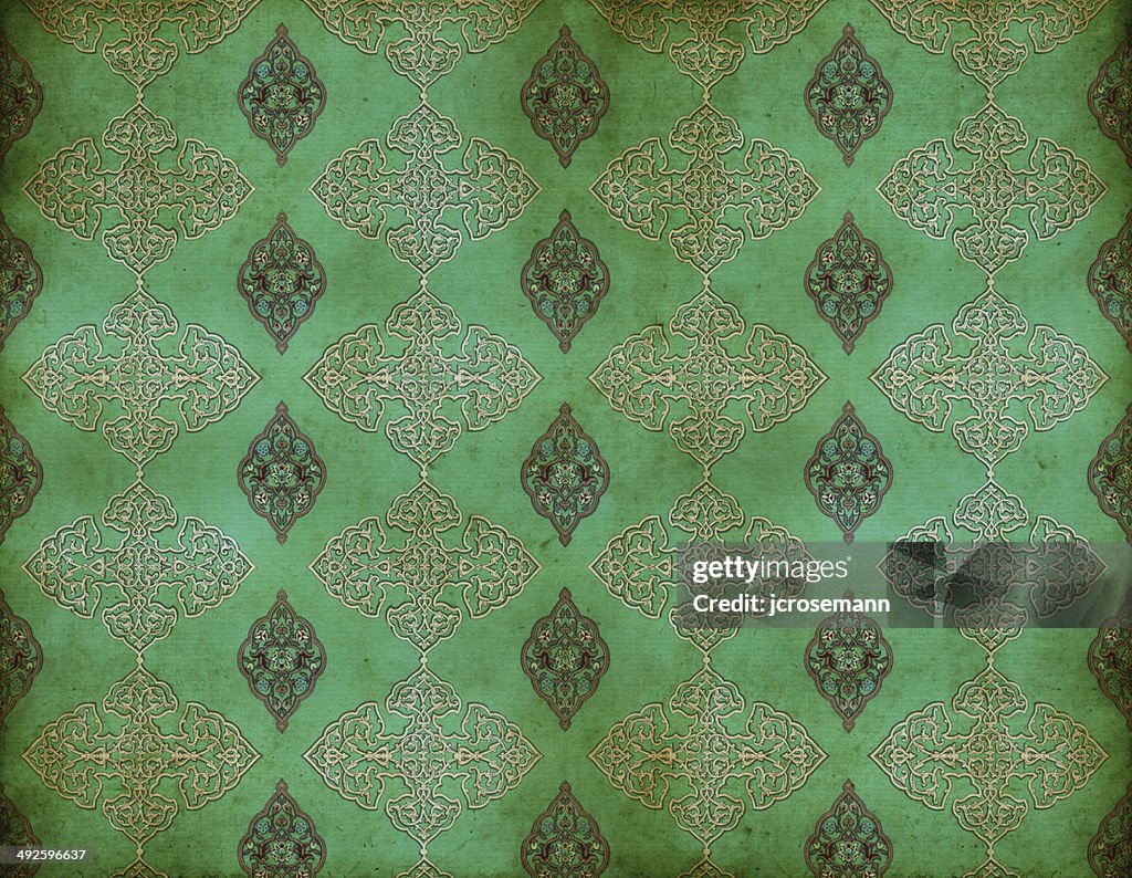 Traditional Indo-Persian Green Wallpaper