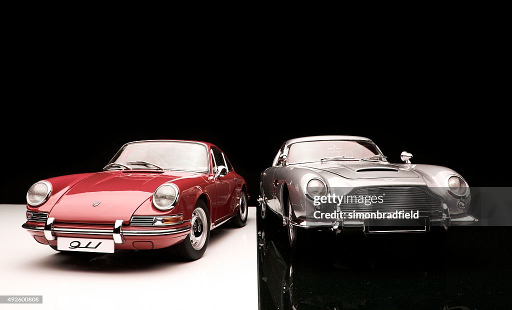 Aston Martin DB5 And Porsche 911 Model Cars