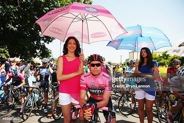 Race leader and wearer of the maglia rosa Cadel Evans of Australia and BMC Racing Team waits on the start line ahead of the eleventh stage of the...