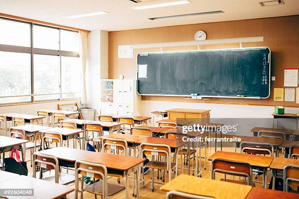 japanese high school classroom - japanese culture stock pictures, royalty-free photos & images