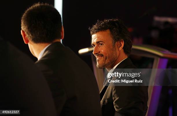 New head coach Luis Enrique of FC Barcelona smiles during the press conference after signing his contract with the club at Camp Nou on May 21, 2014...