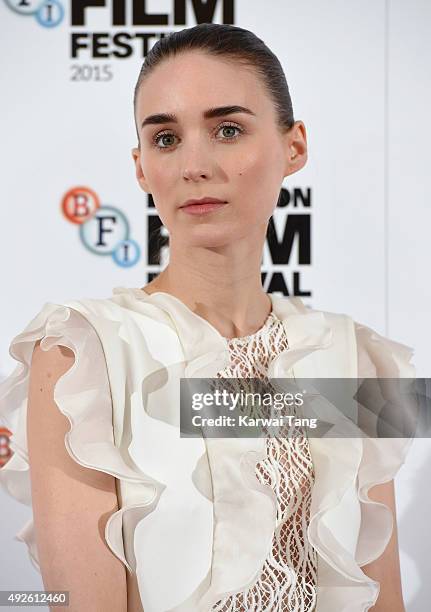 Rooney Mara attends a photocall for "Carol" during the BFI London Film Festival at Soho Hotel on October 14, 2015 in London, England.