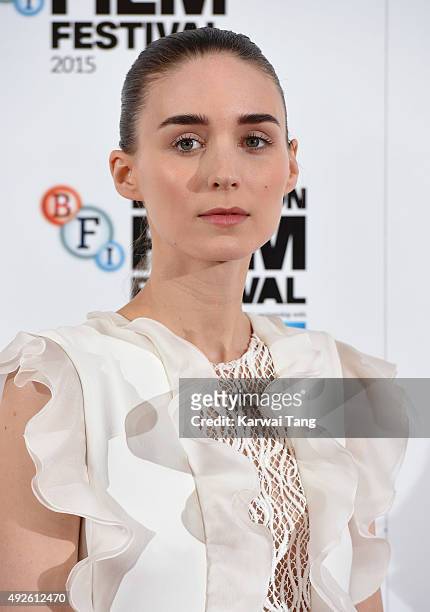 Rooney Mara attends a photocall for "Carol" during the BFI London Film Festival at Soho Hotel on October 14, 2015 in London, England.