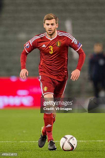 Nicolas Lombaerts of Belgium during the UEFA EURO 2016 group B qualifying match between Belgium and Israel on October 13, 2015 at the Koning...