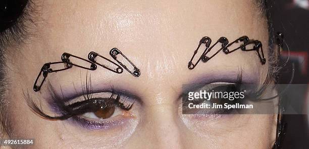 Event producer Susanne Bartsch, eyebrow detyail, attends the "The Last Witch Hunter" New York premiere at AMC Loews Lincoln Square on October 13,...