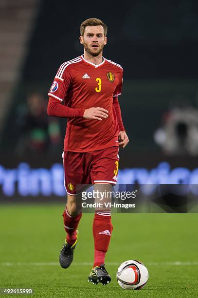 Nicolas Lombaerts of Belgium during the UEFA EURO 2016 group B qualifying match between Belgium and Israel on October 13, 2015 at the Koning...