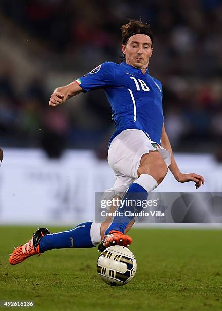 Riccardo Montolivo of Italy in action during the UEFA EURO 2016 Qualifier between Italy and Norway at Olimpico Stadium on October 13, 2015 in Rome,...