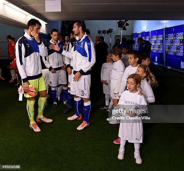 General view in the players tunnel prior to the the UEFA EURO 2016 Qualifier between Italy and Norway on October 13, 2015 in Rome, Italy.