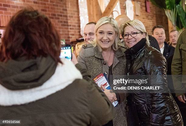 President of French far-right party Front National and FN top candidate for the regional elections in Nord-Pas-de-Calais-Picardie, Marine Le Pen...
