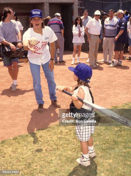 Athlete Luc Robitaille and girlfriend Stacey Toten's son Steven McQueen on June 14, 1992 at Dedeaux Field, USC in Los Angeles, California.