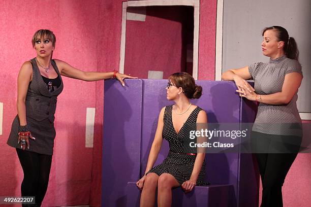 Actress Emireth makes her debut on the comedy Busco al Hombre de Mi Vida, Marido Ya Tuve at Ofelia Theater on May 19, 2014 in Mexico City.