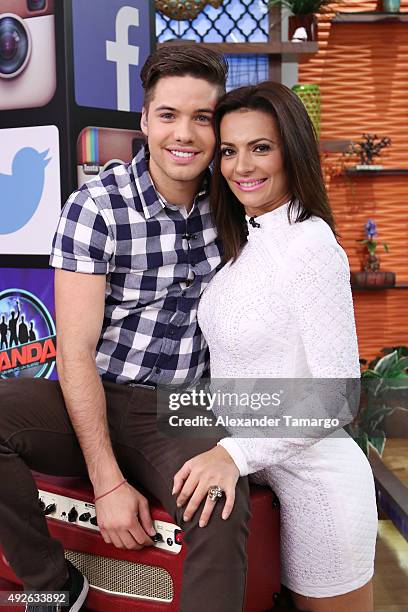 William Valdes and Cecilia Galliano are seen on the set of "Despierta America" to promote the new variety show "Sabadazo" at Univision Studios on...